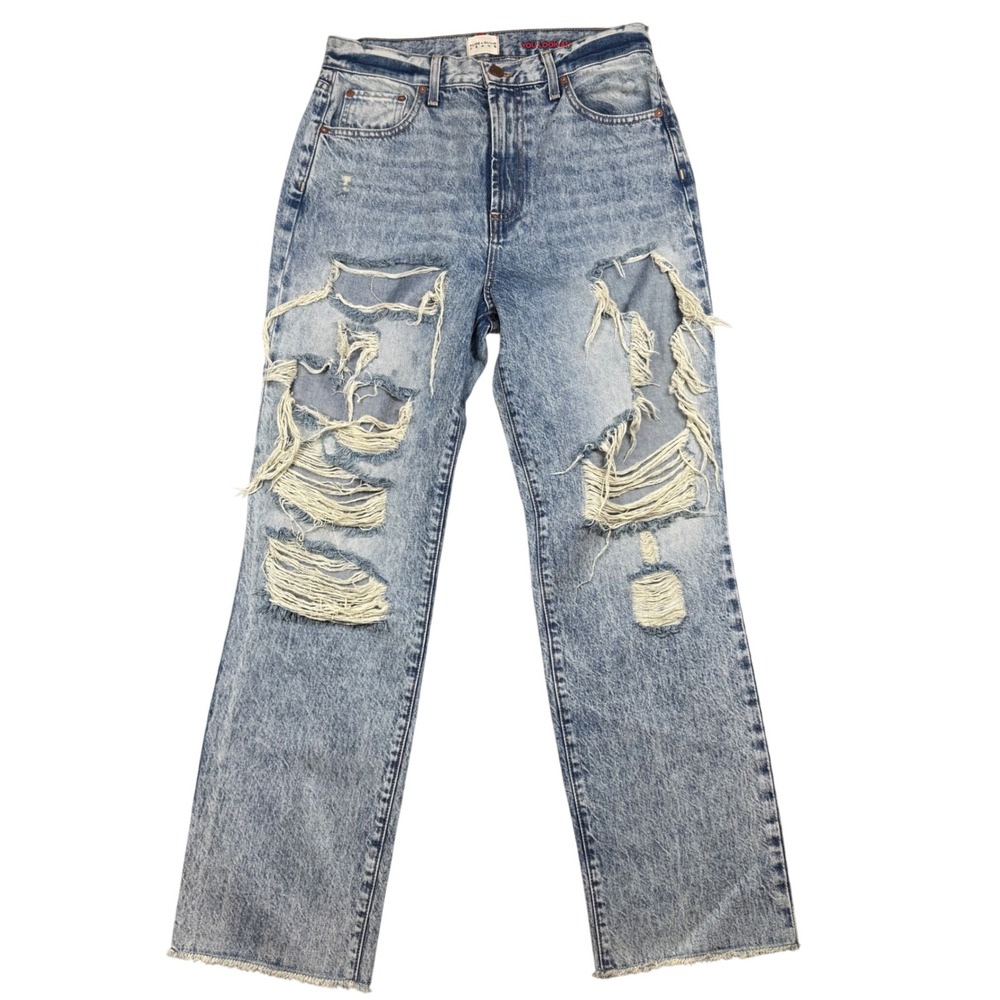 Alice + Olivia Jeans 30 Amazing High Rise Boyfriend Wildfire Distressed Denim
